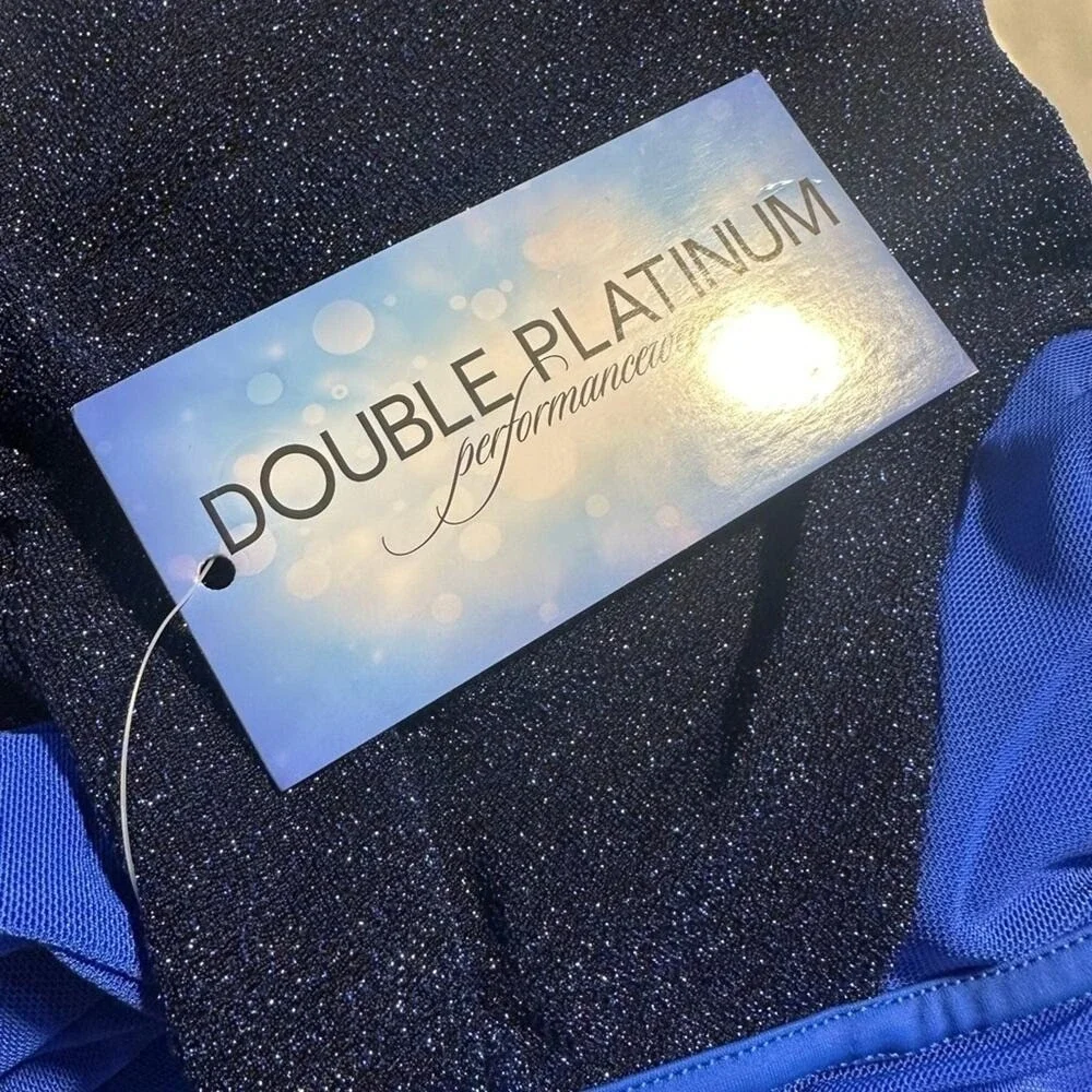 Double Platinum Royal Blue Mesh Long Sleeve Leotard Dance Gymnastics NWT‎ AXS